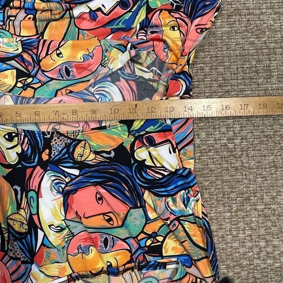 Monaco USA Multicolor Sleeveless Art Assorted Faces Halter Mini Dress Large - Picture 7 of 7